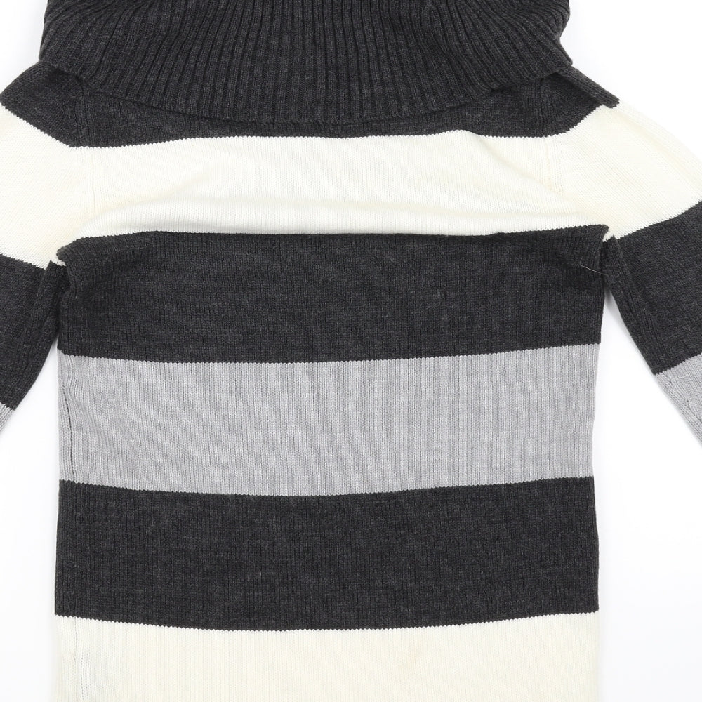H&M Womens Black Striped  Pullover Jumper Size 6