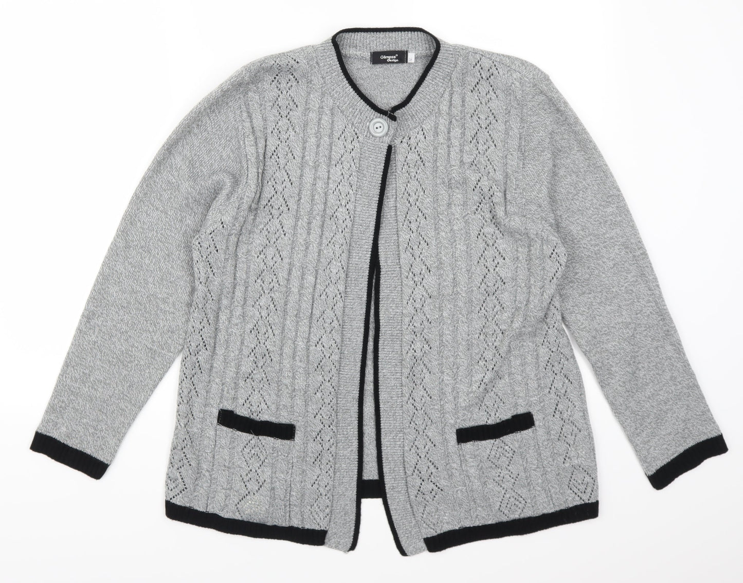 Glimpse Design Womens Grey   Cardigan Jumper Size M