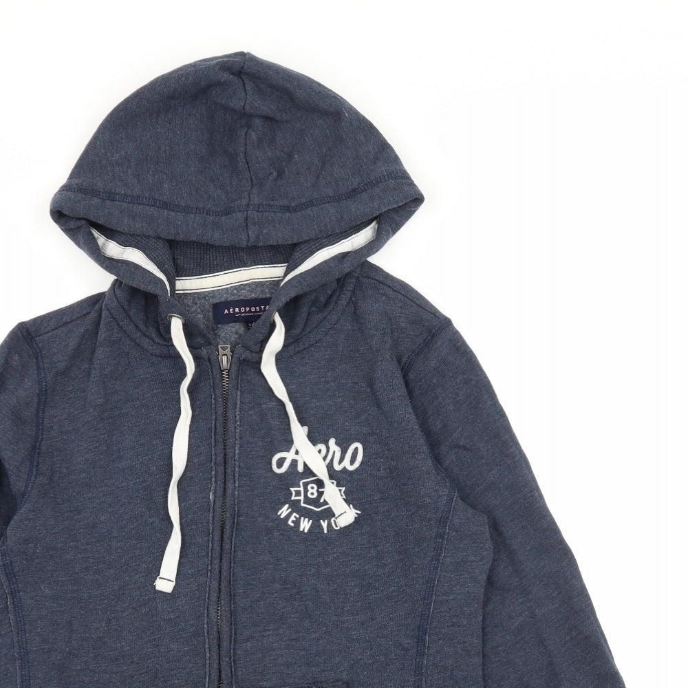 Aeropostale Womens Blue  Jersey Full Zip Hoodie Size S  - Aero New York