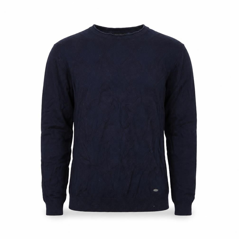 Front view of Sobino men’s blue jumper, size M