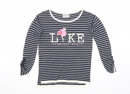 BSK Womens Blue Striped  Pullover Jumper Size M