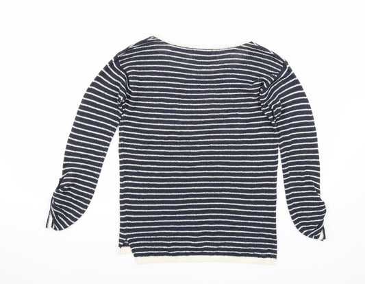 BSK Womens Blue Striped  Pullover Jumper Size M
