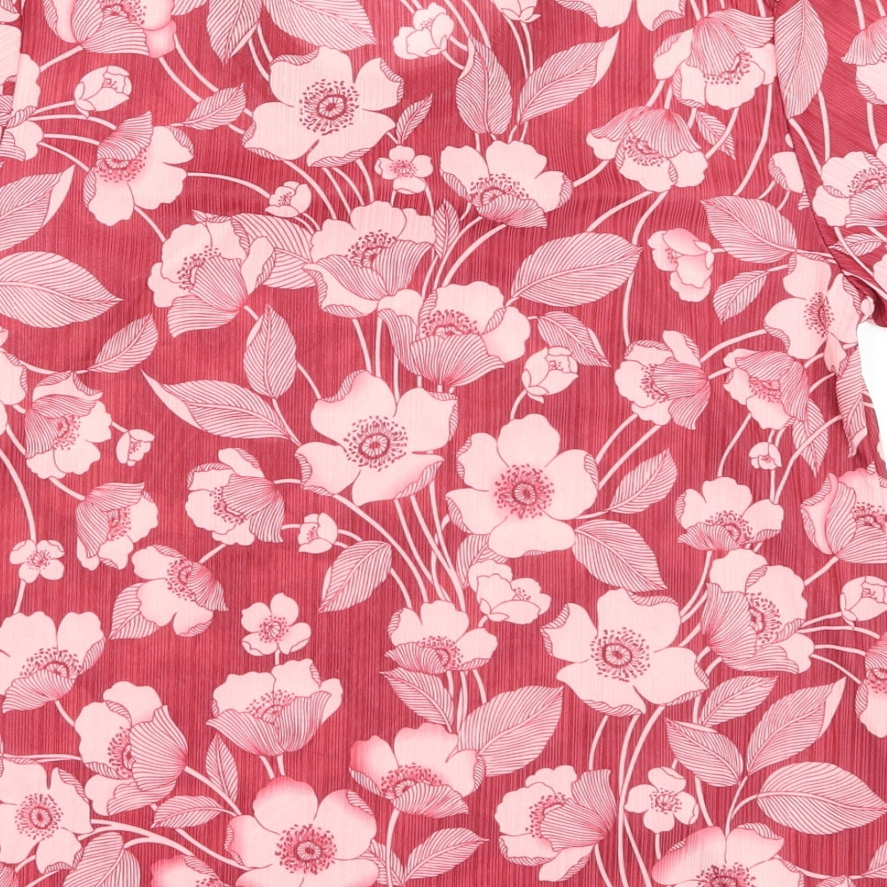 Fang hua Womens Pink Floral  Basic Blouse Size XL