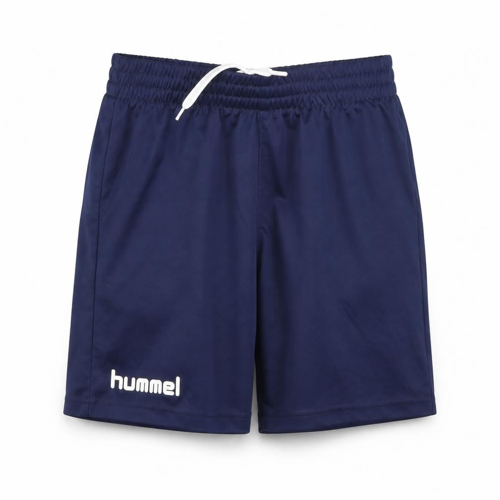 Front view of Hummel boys’ blue sweat shorts, size 10, years
