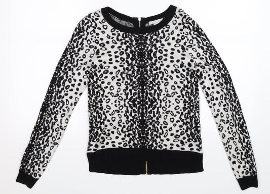 H&M Womens Multicoloured Animal Print Knit Pullover Jumper Size XS
