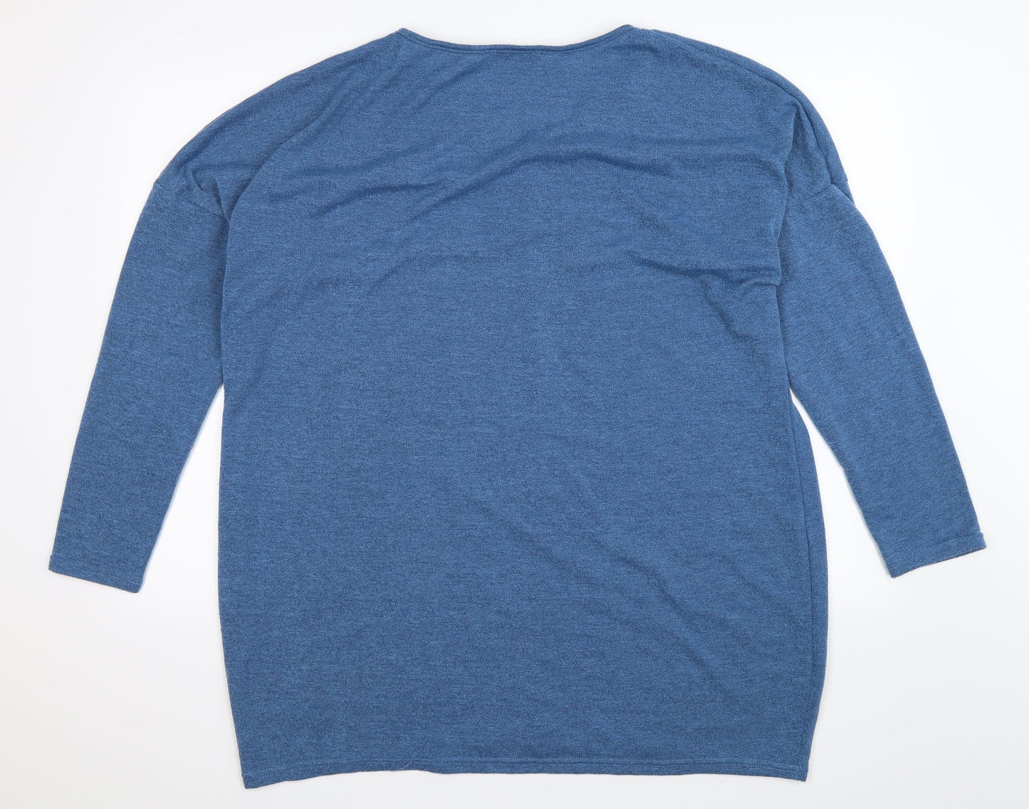 Zanzea Womens Blue  Knit Pullover Jumper Size 4XL