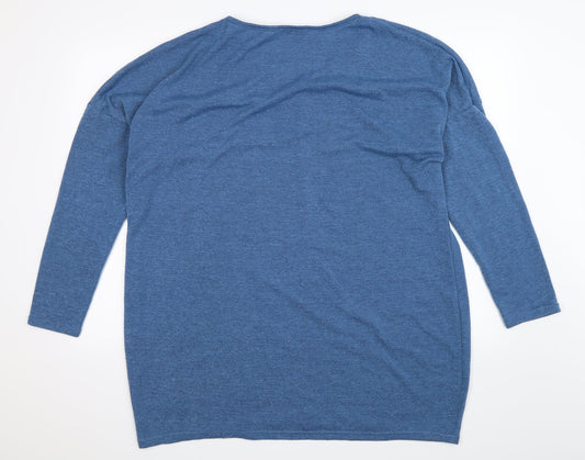 Zanzea Womens Blue  Knit Pullover Jumper Size 4XL