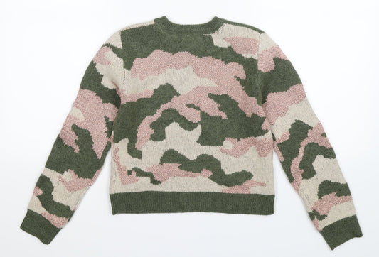 Primark Boys Multicoloured Camouflage Knit Pullover Jumper Size 9-10 Years