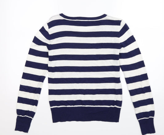 Peacocks Womens Blue Striped Knit Pullover Jumper Size 10