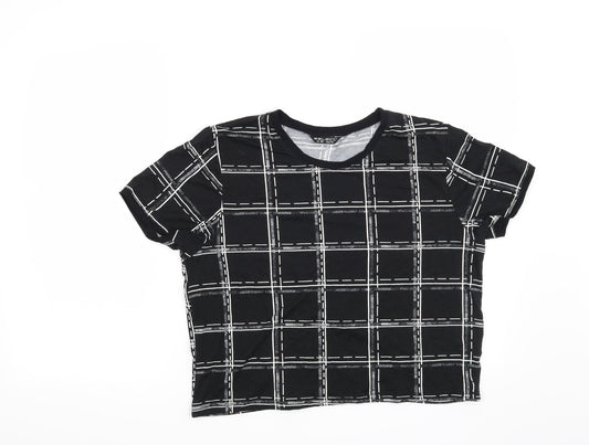 Select Womens Black Check  Basic T-Shirt Size 16