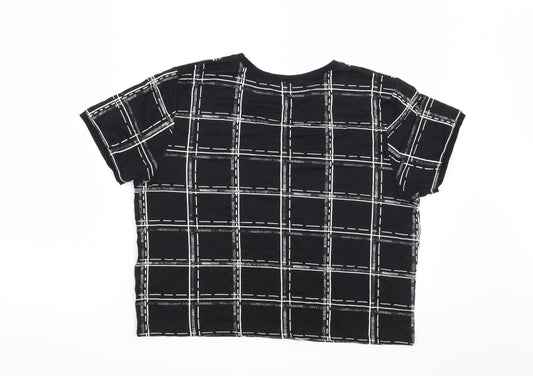 Select Womens Black Check  Basic T-Shirt Size 16