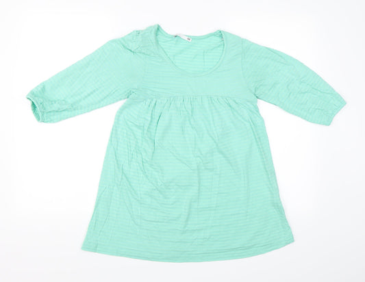 EA Womens Green Striped  Basic T-Shirt Size 10