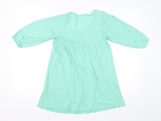 EA Womens Green Striped  Basic T-Shirt Size 10