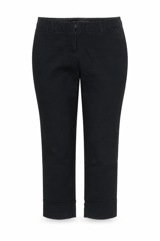 Front view of Next women’s black tapered jeans, size UK 8, 24-inch leg