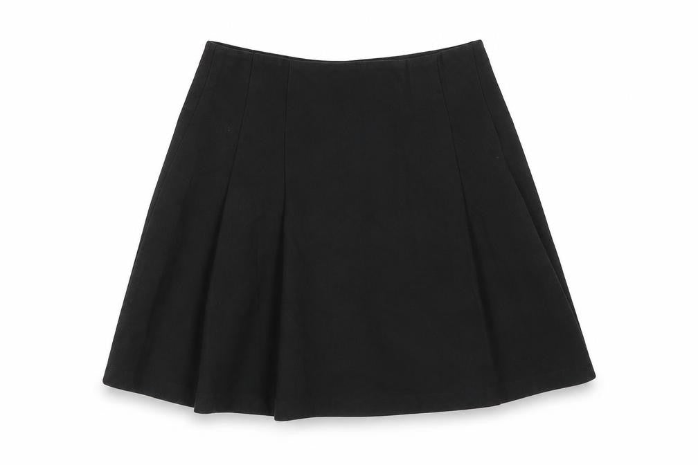 Front view of Marks & Spencer women’s blue a-line skirt, size UK 12