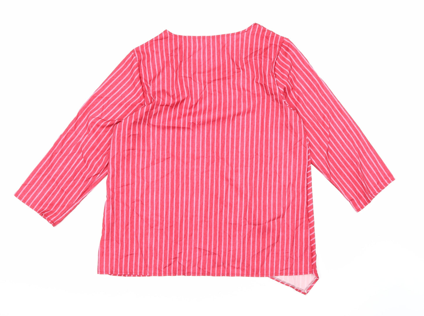 Preworn Womens Pink Striped  Basic Blouse Size 2XL