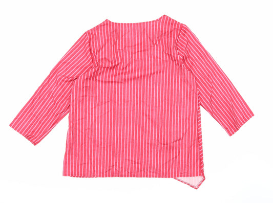 Preworn Womens Pink Striped  Basic Blouse Size 2XL