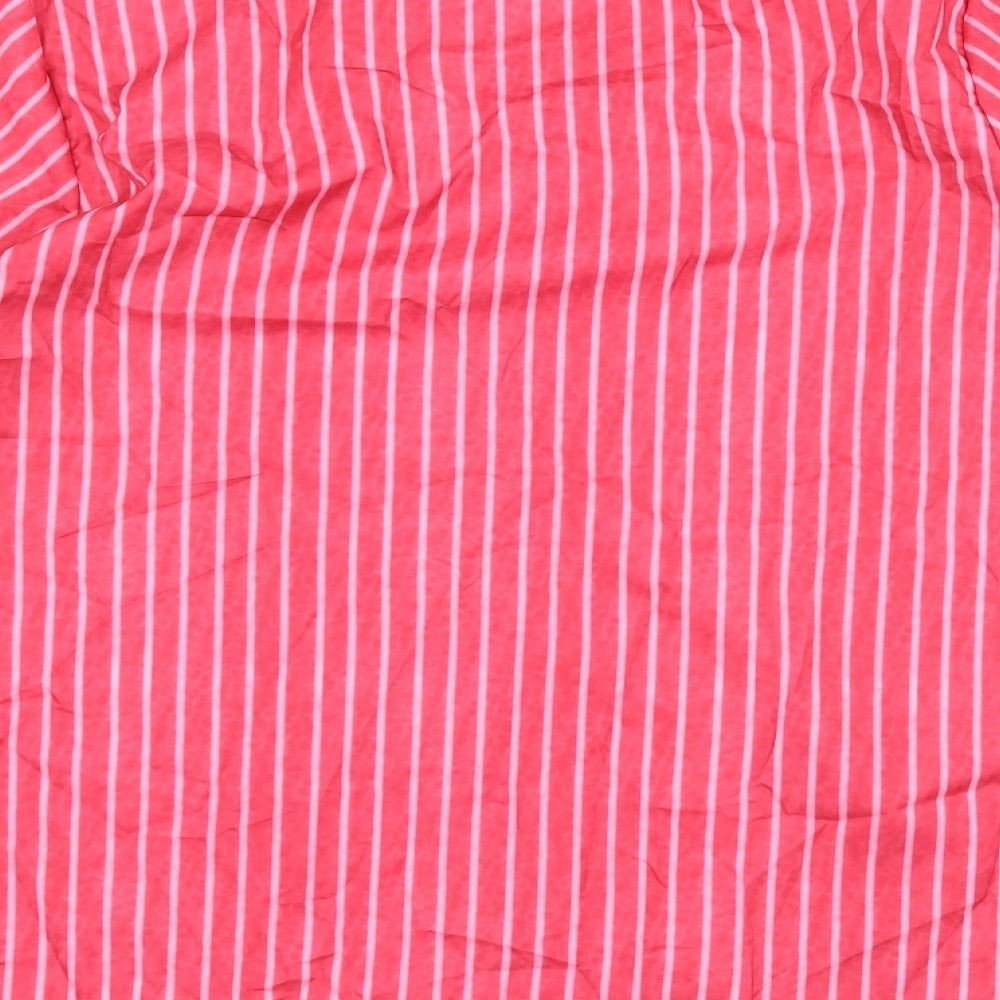 Preworn Womens Pink Striped  Basic Blouse Size 2XL