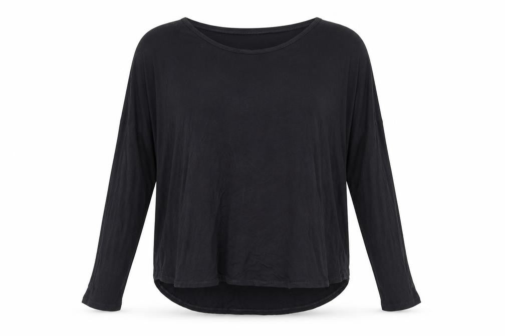Front view of Lindex women’s black basic t-shirt, size L
