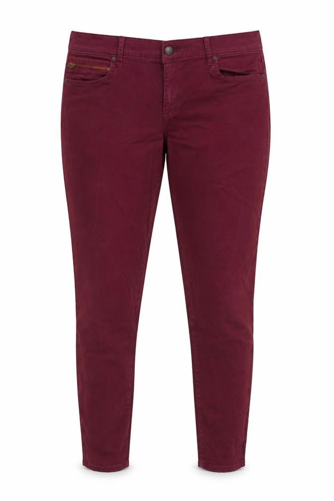 Front view of Gap women’s purple jegging jeans, size UK 10, 27-inch leg