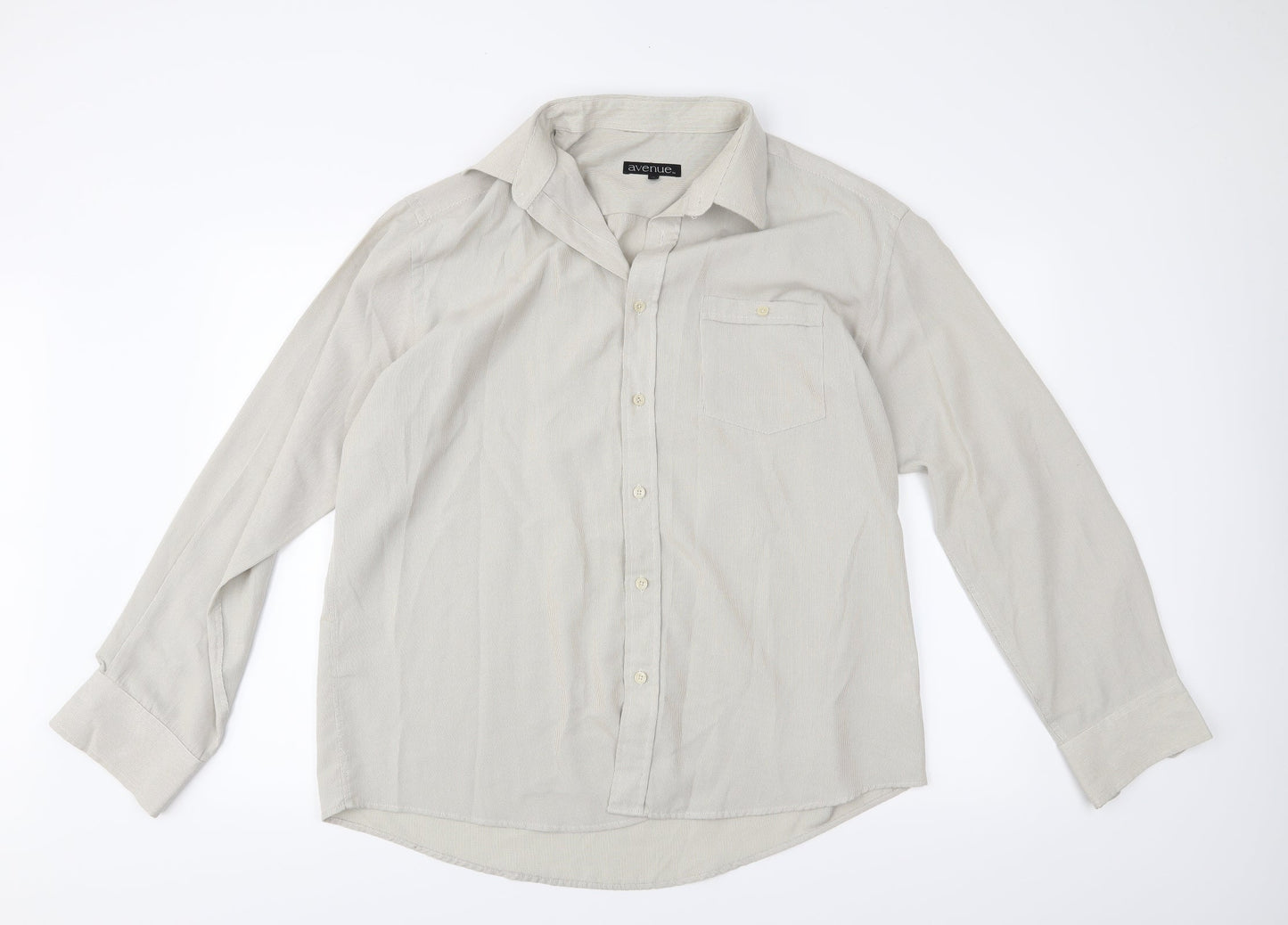 Avenue Mens Beige    Button-Up Size XL