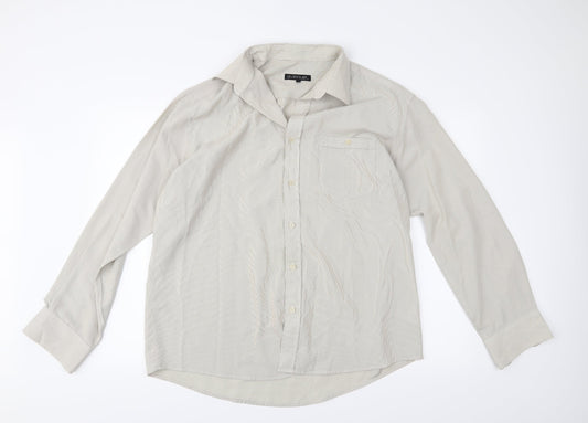 Additional front view of Avenue men’s beige button-up, size XL