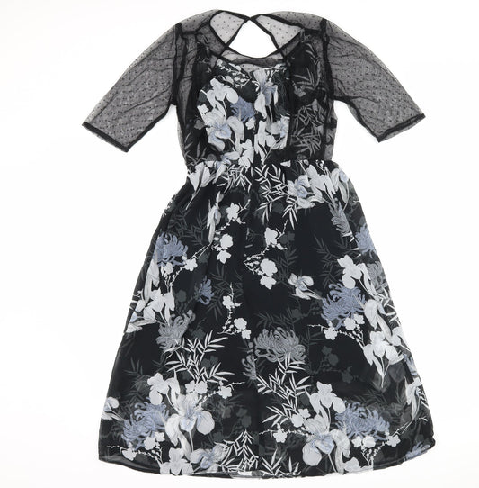 River Island Womens Black Floral  Shift  Size 8