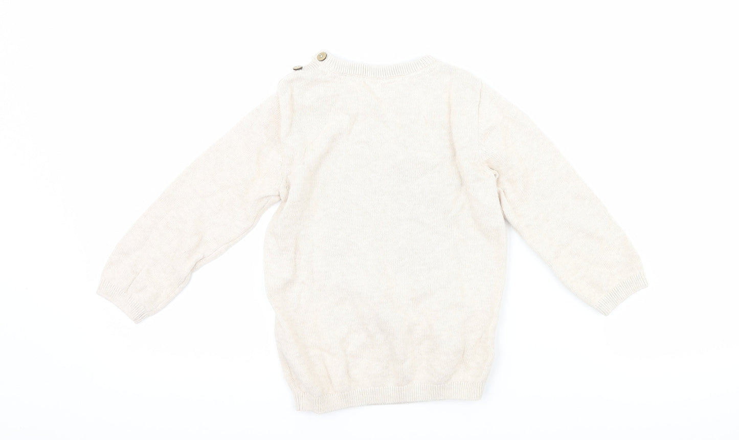 H&M Girls Beige   Pullover Jumper Size 2 Years  - penguin