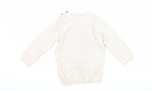 H&M Girls Beige   Pullover Jumper Size 2 Years  - penguin