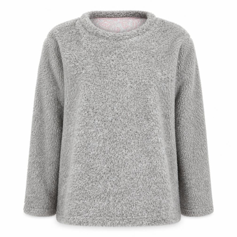 Front view of Primark women’s grey pullover sweatshirt, size UK 10