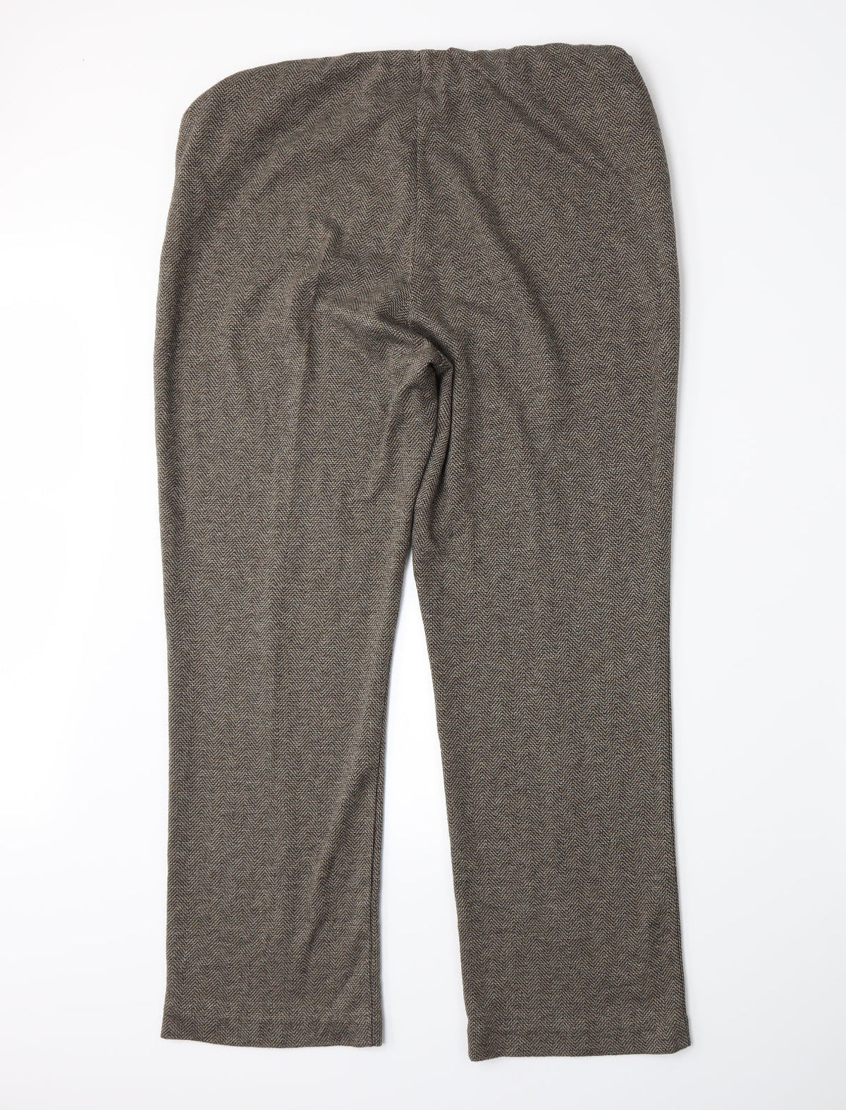 Back view of Bonmarché women’s brown herringbone trousers, size UK 14, 27-inch leg