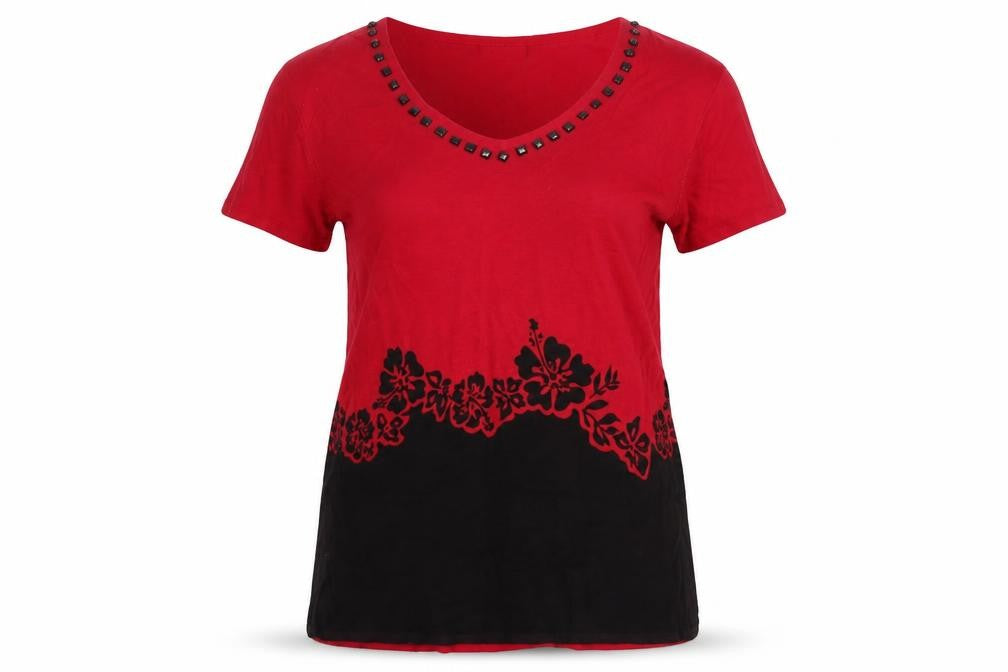 Front view of Sky Designs women’s pink floral basic t-shirt, size UK 8