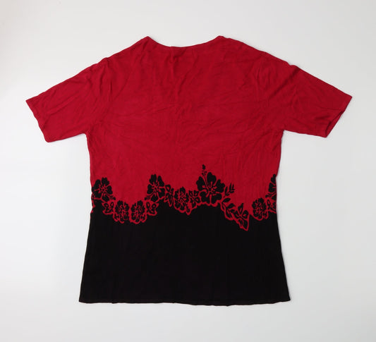 Sky Designs Womens Pink Floral  Basic T-Shirt Size 8