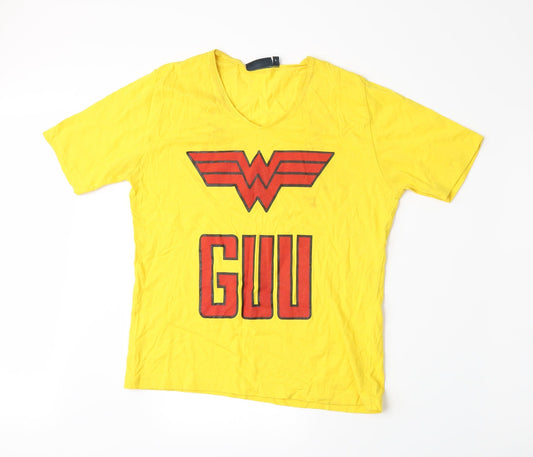 Hanes Womens Yellow   Basic T-Shirt Size L