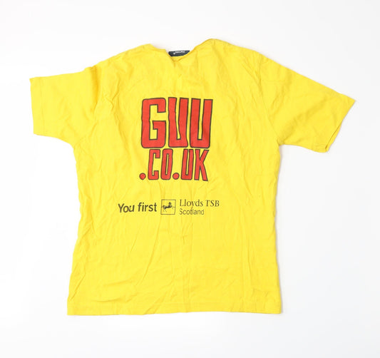 Hanes Womens Yellow   Basic T-Shirt Size L