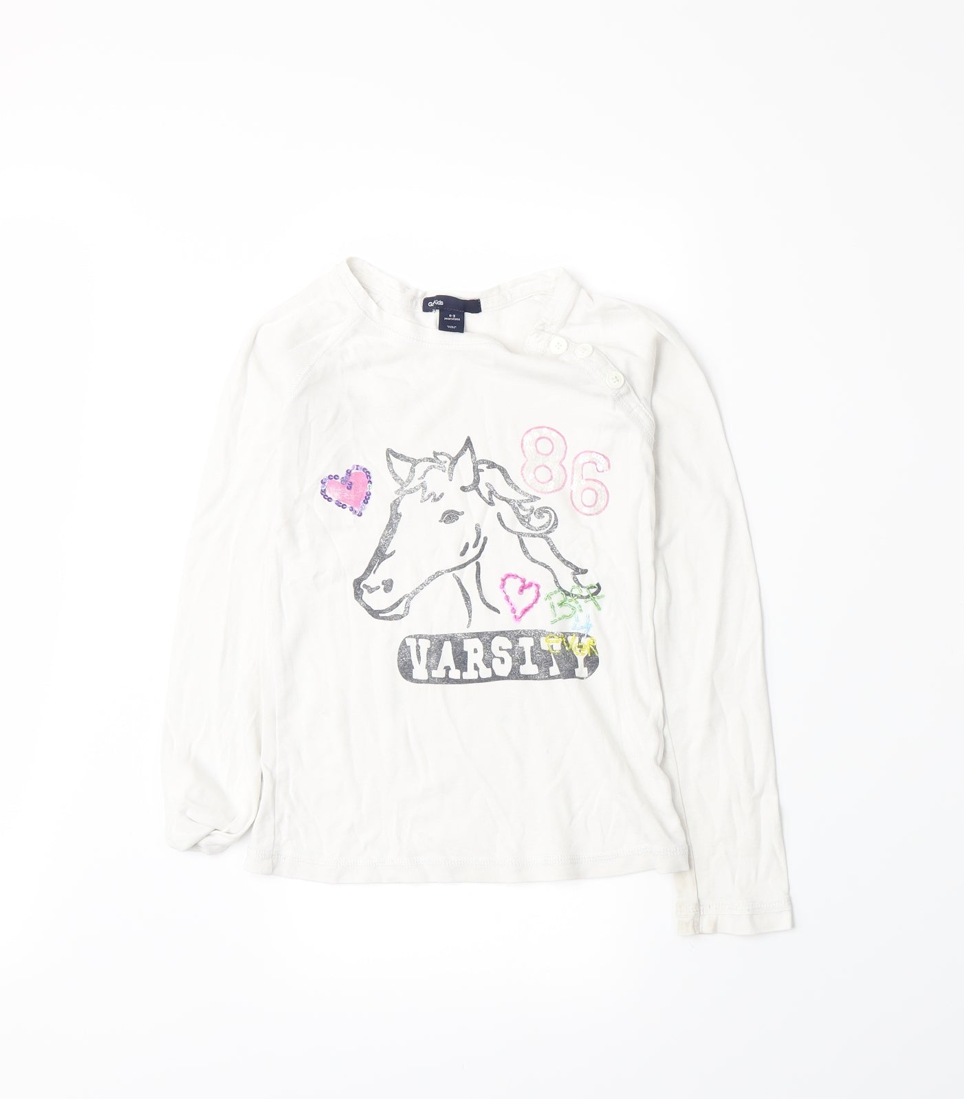 Gap Girls White   Basic T-Shirt Size 8-9 Years