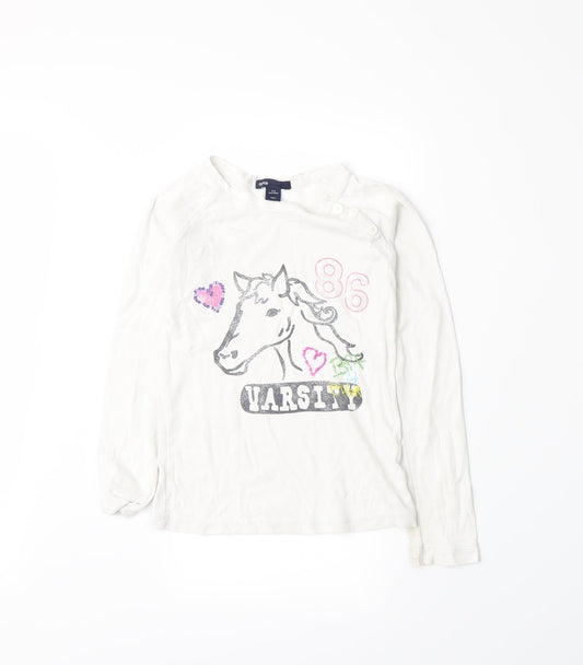 Gap Girls White   Basic T-Shirt Size 8-9 Years