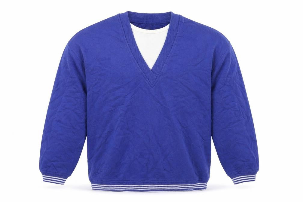 Front view of SILVERWEAR men’s purple striped jersey jumper, size M