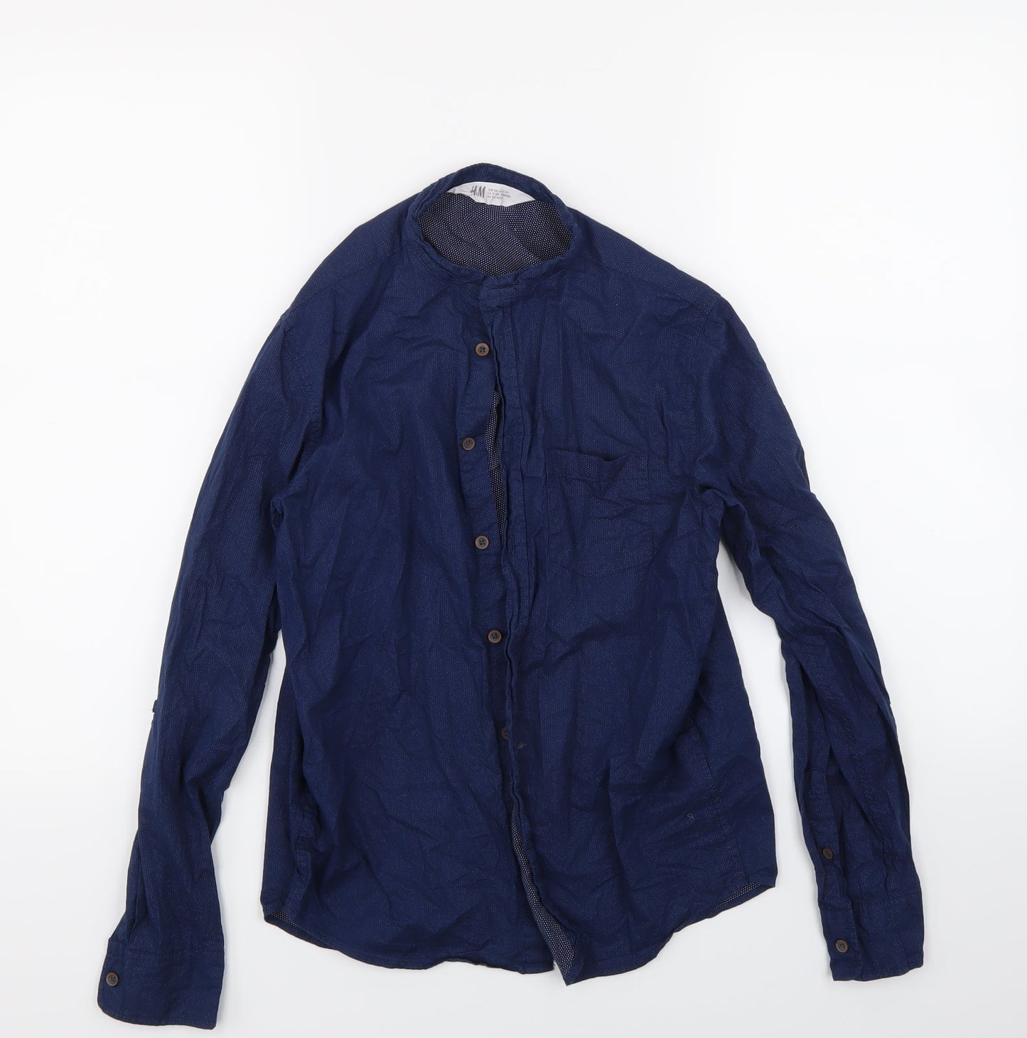 H&M Girls Blue Spotted  Basic Button-Up Size 12-13 Years