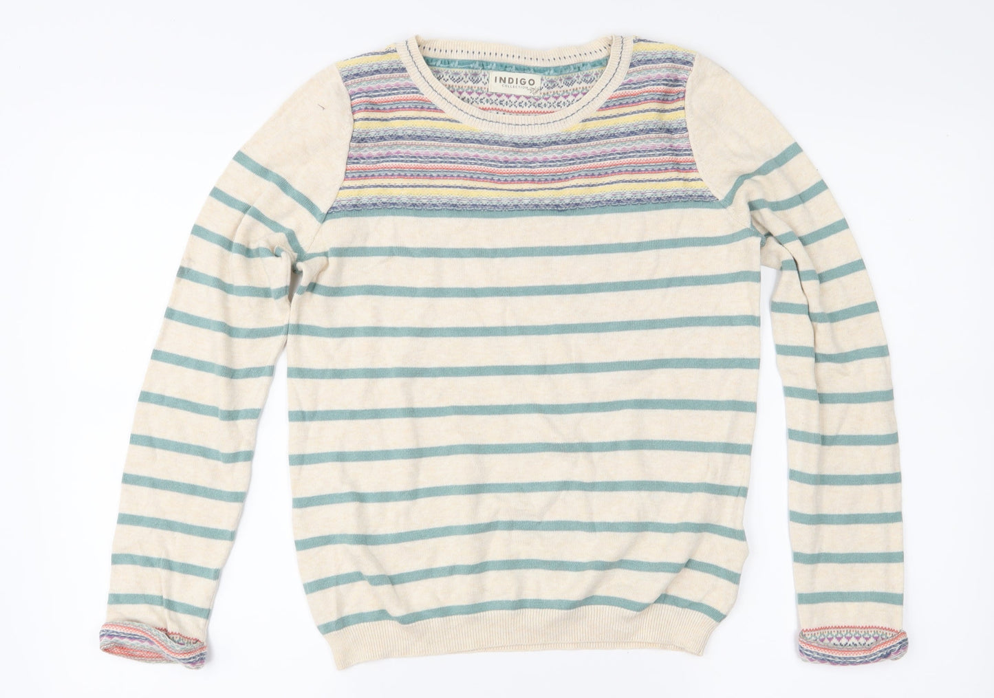 Marks and Spencer Womens Beige Striped Knit Pullover Jumper Size 8