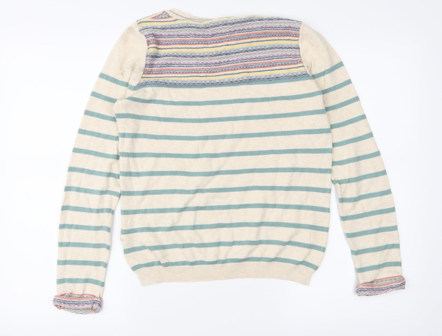 Marks and Spencer Womens Beige Striped Knit Pullover Jumper Size 8