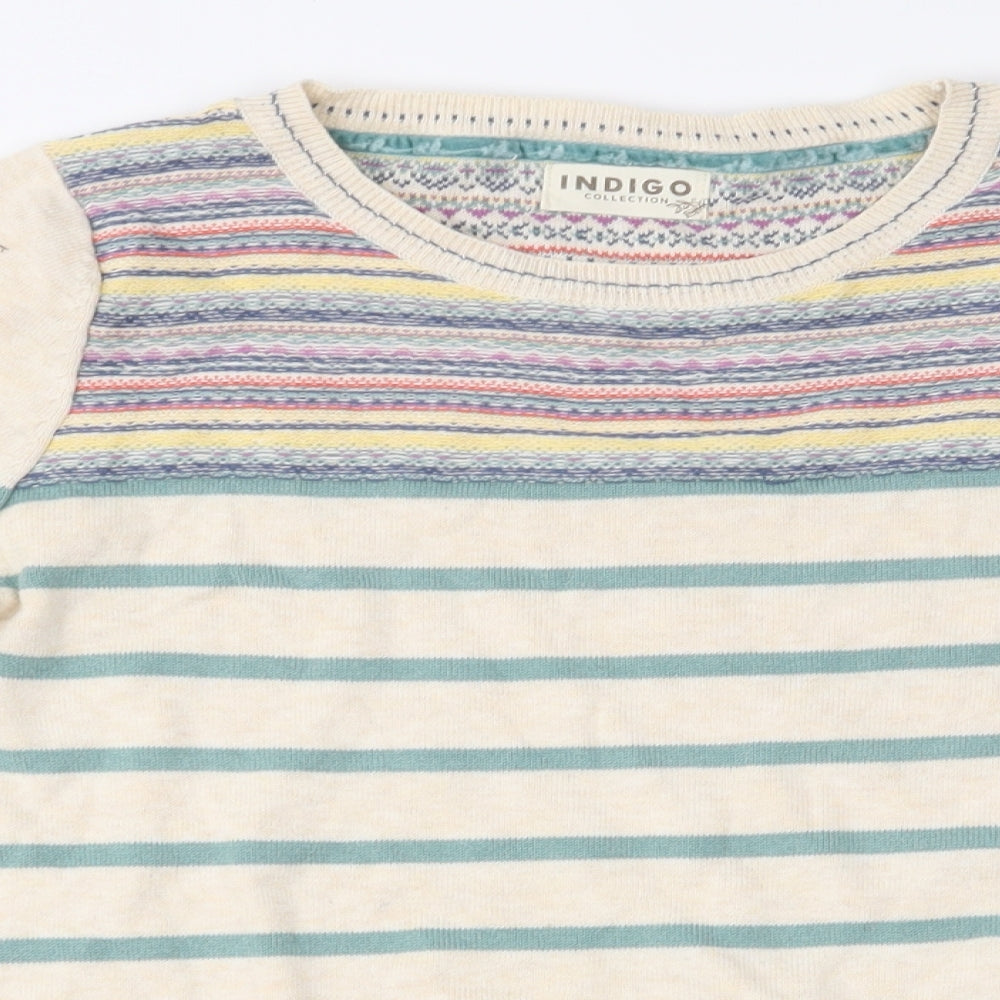 Marks and Spencer Womens Beige Striped Knit Pullover Jumper Size 8
