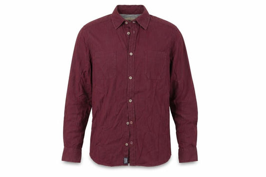 Front view of Twisted Soul men’s red button-up, size S