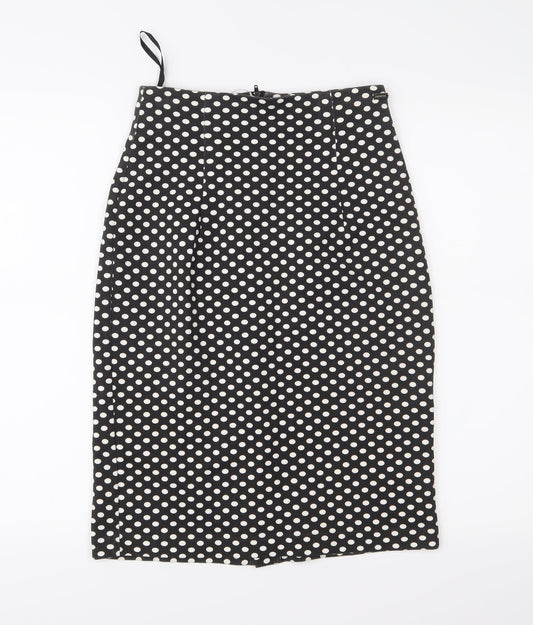 Pringle Womens Black Polka Dot  Straight & Pencil Skirt Size S