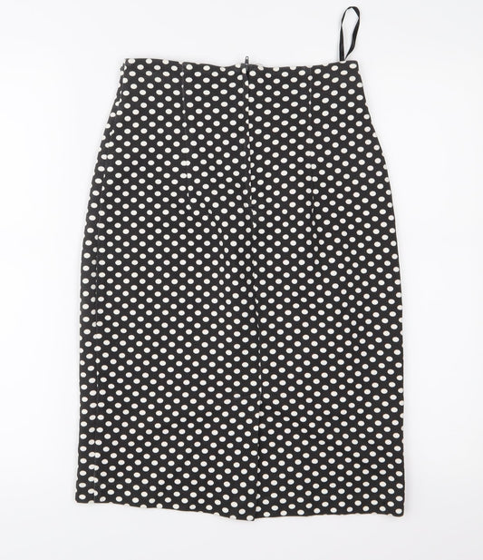 Pringle Womens Black Polka Dot  Straight & Pencil Skirt Size S