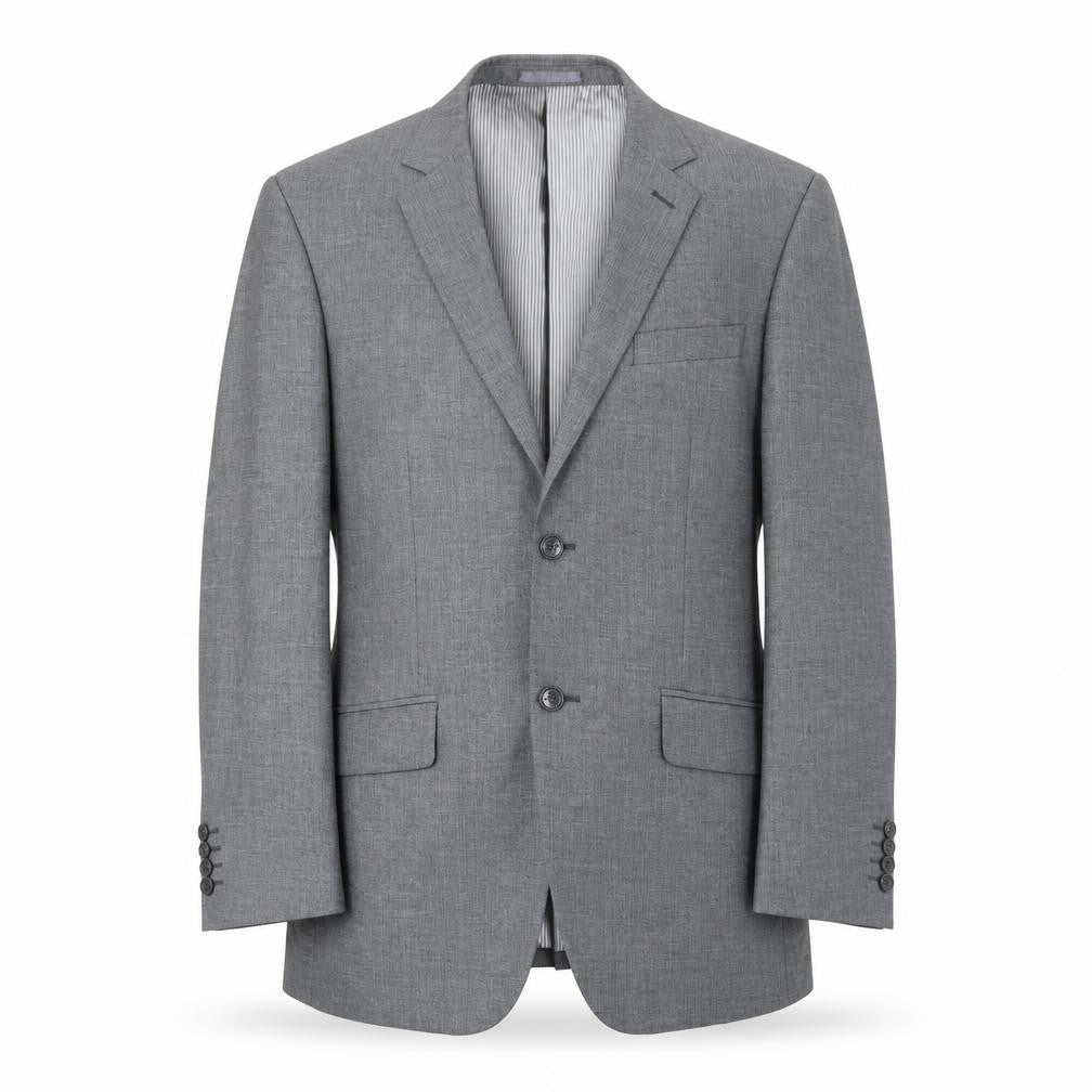 Front view of Primo men’s grey jacket suit jacket, size M