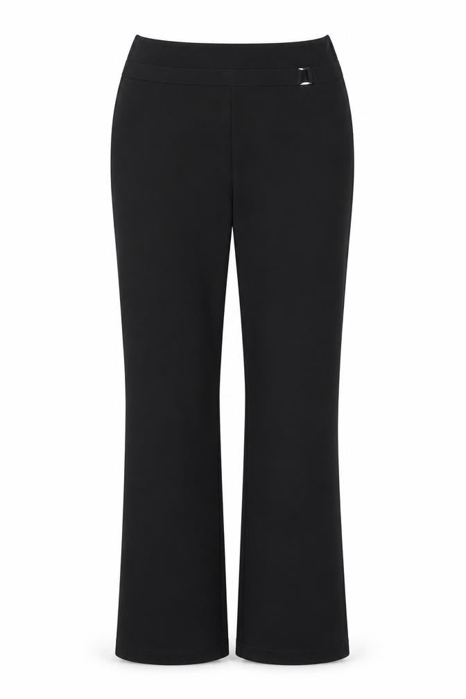 Front view of Blue Mist women’s black trousers, size UK 10, 29-inch leg