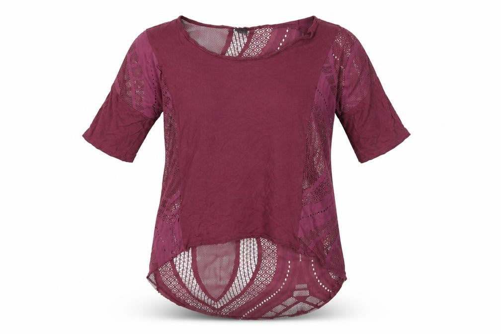 Front view of Sparkle & Fade women’s purple basic t-shirt, size M