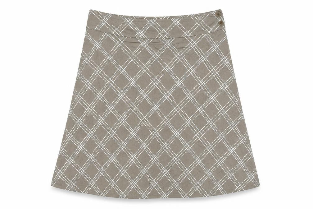 Front view of Coast women’s brown flare skirt, size UK 16