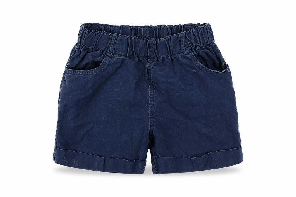 Front view of Perry boys’ blue sweat shorts, size 3-4, years